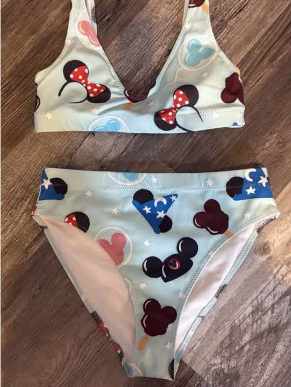Women’s Light Blue Swim Bikini with Disney world print